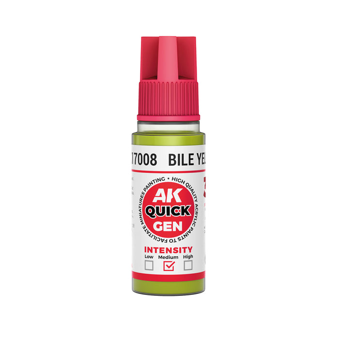 AK Interactive 17008 Quick Gen: Bile Yellow Acrylic Paint 18ml Bottle