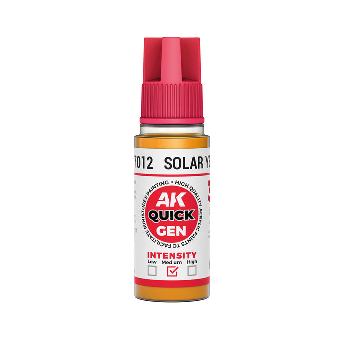AK Interactive 17012 Quick Gen: Solar Yellow Acrylic Paint 18ml Bottle
