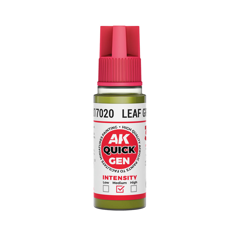 AK Interactive 17020 Quick Gen: Leaf Green Acrylic Paint 18ml Bottle