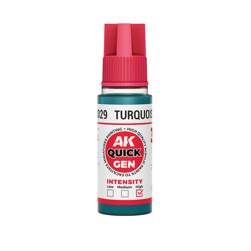 AK Interactive 17029 Quick Gen: Turquoise Blue Acrylic Paint 18ml Bottle