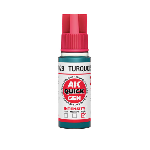 AK Interactive 17029 Quick Gen: Turquoise Blue Acrylic Paint 18ml Bottle