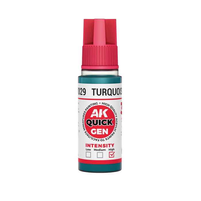 AK Interactive 17029 Quick Gen: Turquoise Blue Acrylic Paint 18ml Bottle