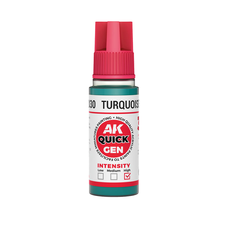 AK Interactive 17030 Quick Gen: Turquoise Green Acrylic Paint 18ml Bottle