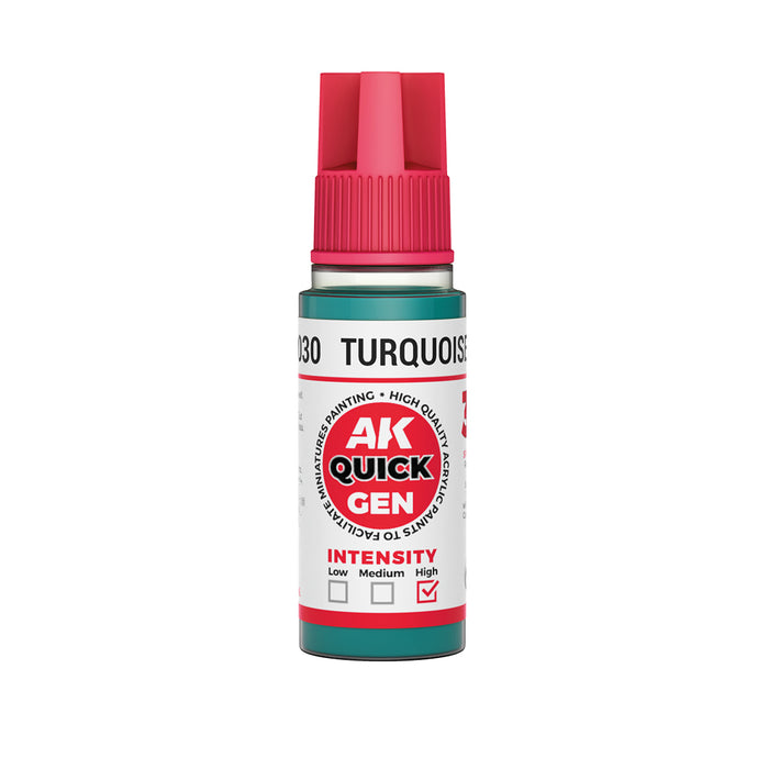 AK Interactive 17030 Quick Gen: Turquoise Green Acrylic Paint 18ml Bottle