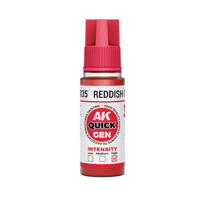 AK Interactive 17035 Quick Gen: Reddish Orange Acrylic Paint 18ml Bottle