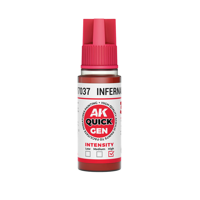 AK Interactive 17037 Quick Gen: Infernal Red Acrylic Paint 18ml Bottle