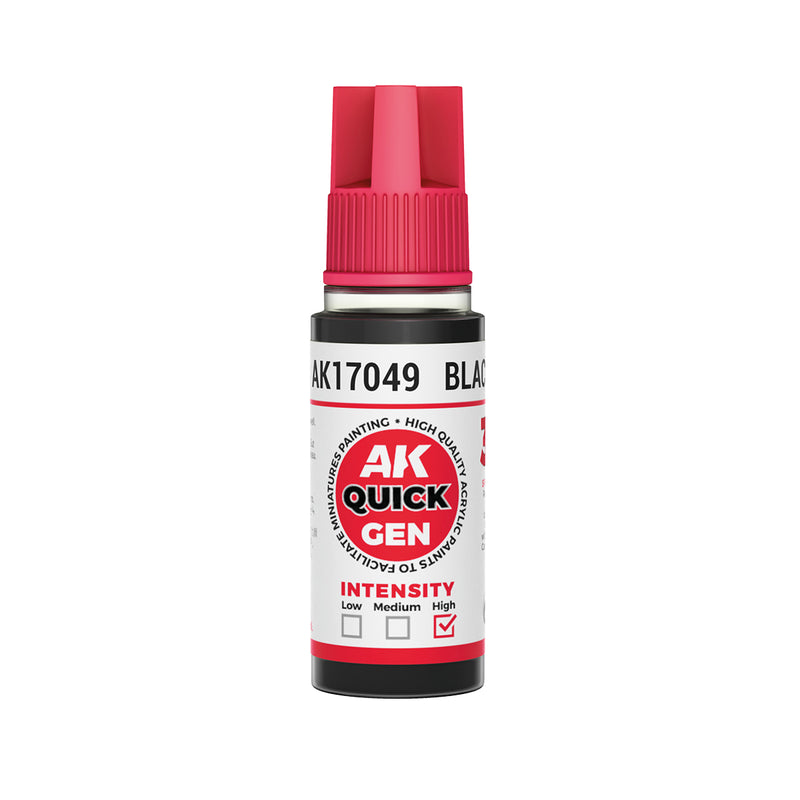 AK Interactive 17049 Quick Gen: Black Acrylic Paint 18ml Bottle