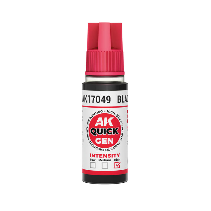 AK Interactive 17049 Quick Gen: Black Acrylic Paint 18ml Bottle