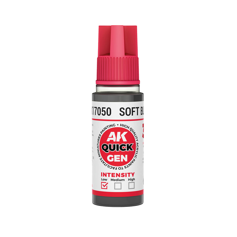 AK Interactive 17050 Quick Gen: Soft Black Acrylic Paint 18ml Bottle