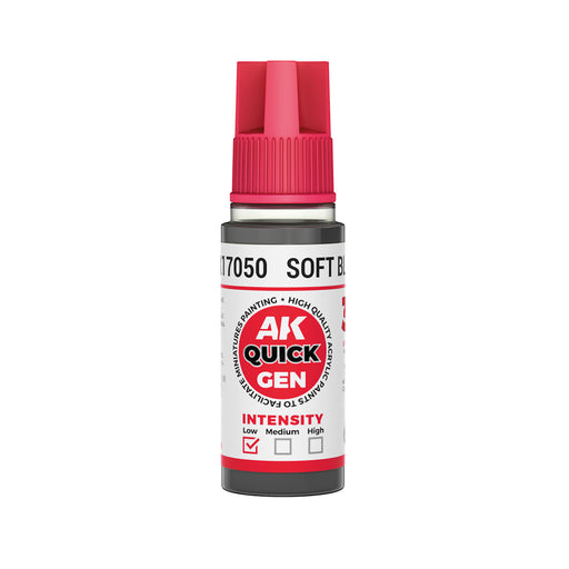 AK Interactive 17050 Quick Gen: Soft Black Acrylic Paint 18ml Bottle