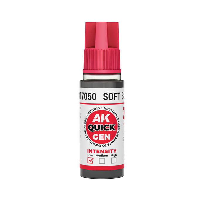 AK Interactive 17050 Quick Gen: Soft Black Acrylic Paint 18ml Bottle