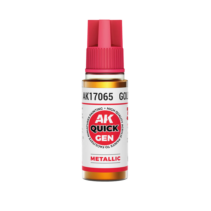 AK Interactive 17065 Quick Gen: Metallic Gold Acrylic Paint 18ml Bottle