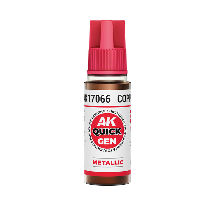 AK Interactive 17066 Quick Gen: Metallic Copper Acrylic Paint 18ml Bottle