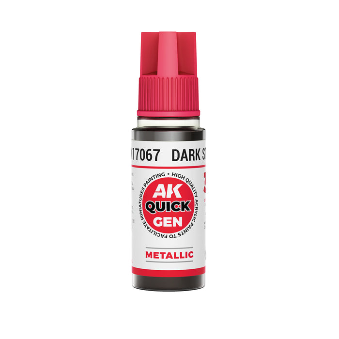 AK Interactive 17067 Quick Gen: Metallic Dark Steel Acrylic Paint 18ml Bottle
