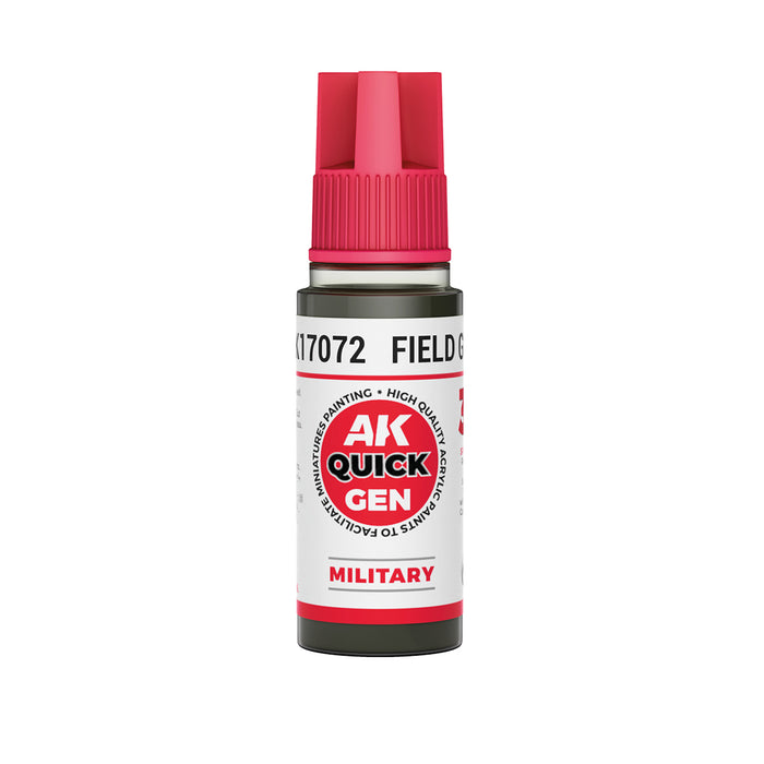 AK Interactive 17072 Quick Gen: Military Field Grey Acrylic Paint 18ml Bottle