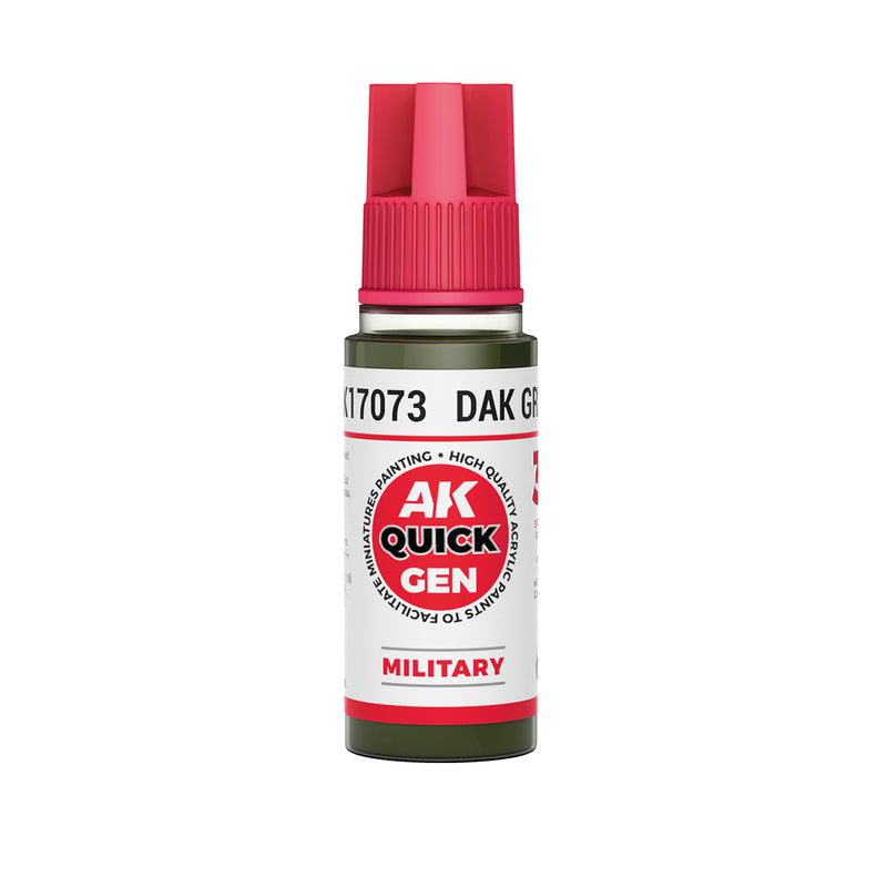 AK Interactive 17073 Quick Gen: Military Dak Green Acrylic Paint 18ml Bottle