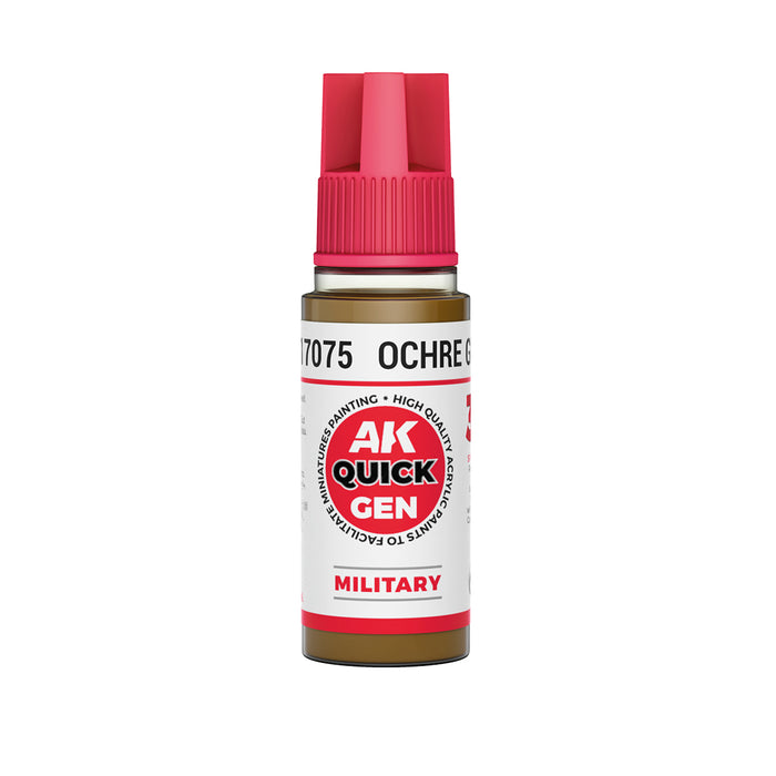 AK Interactive 17075 Quick Gen: Military Ochre Uniform Acrylic Paint 18ml Bottle