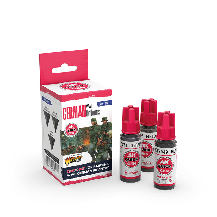 AK Interactive 17501 Quick Gen: German WWII Uniforms Acrylic Paint (3 Colors)