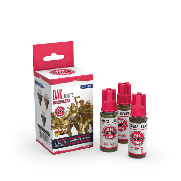 AK Interactive 17502 Quick Gen: Dak Uniforms Acrylic Paint (3 Colors)