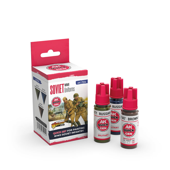 AK Interactive 17504 Quick Gen: Soviet WWII Uniforms Acrylic Paint (3 Colors)