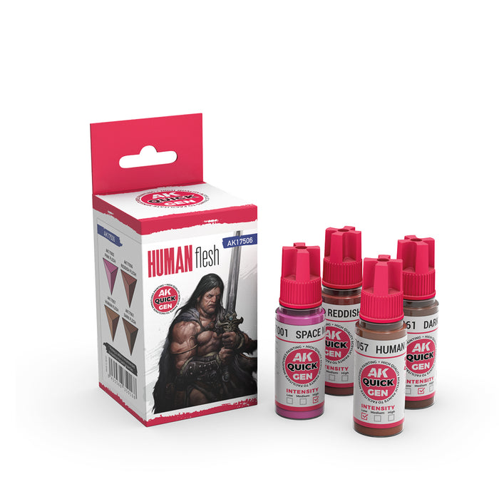 AK Interactive 17506 Quick Gen: Human Flesh Acrylic Paint (4 Colors)