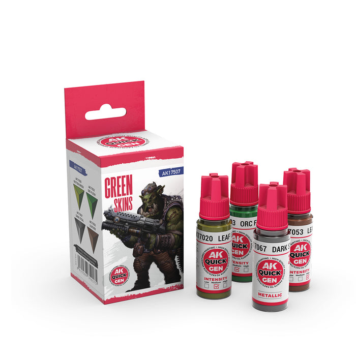 AK Interactive 17507 Quick Gen: Green Skins Acrylic Paint (4 Colors)