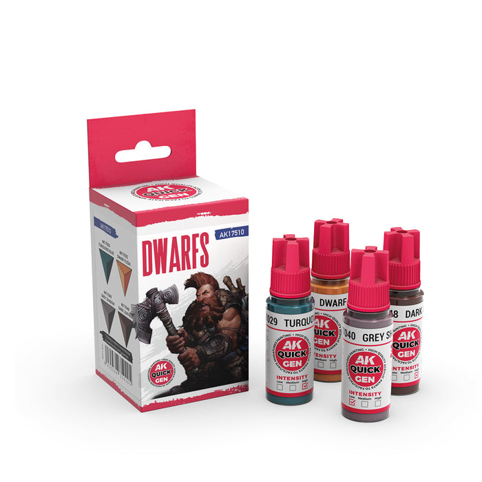 AK Interactive 17510 Quick Gen: Dwarfs Acrylic Paint (4 Colors)