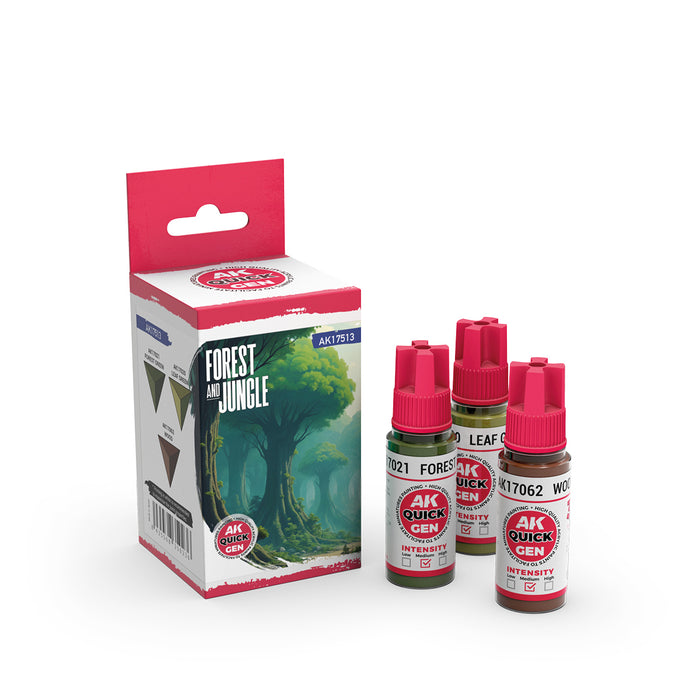 AK Interactive 17513 Quick Gen: Forest & Jungle Acrylic Paint (3 Colors)