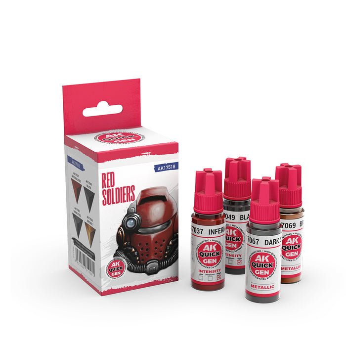 AK Interactive 17518 Quick Gen: Red Soldiers Acrylic Paint (4 Colors)