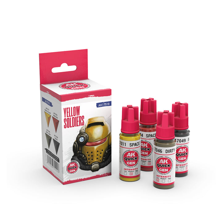 AK Interactive 17519 Quick Gen: Yellow Soldiers Acrylic Paint (4 Colors)