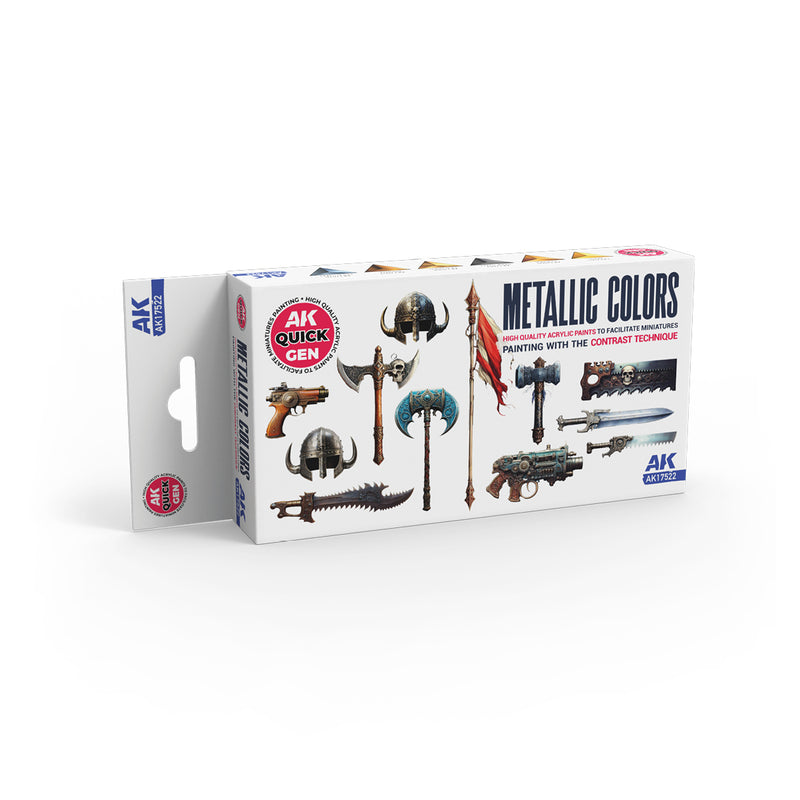 AK Interactive 17522 Quick Gen: Metallics Acrylic Paint Set (6 Colors)