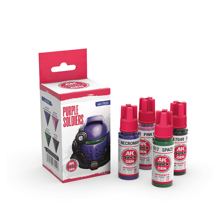 AK Interactive 17523 Quick Gen: Purple Soldiers Acrylic Paint (4 Colors)