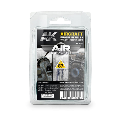 AK Interactive 2000 Air Series: Aircraft Engine Effects Enamel Weathering Set (3 Colors)