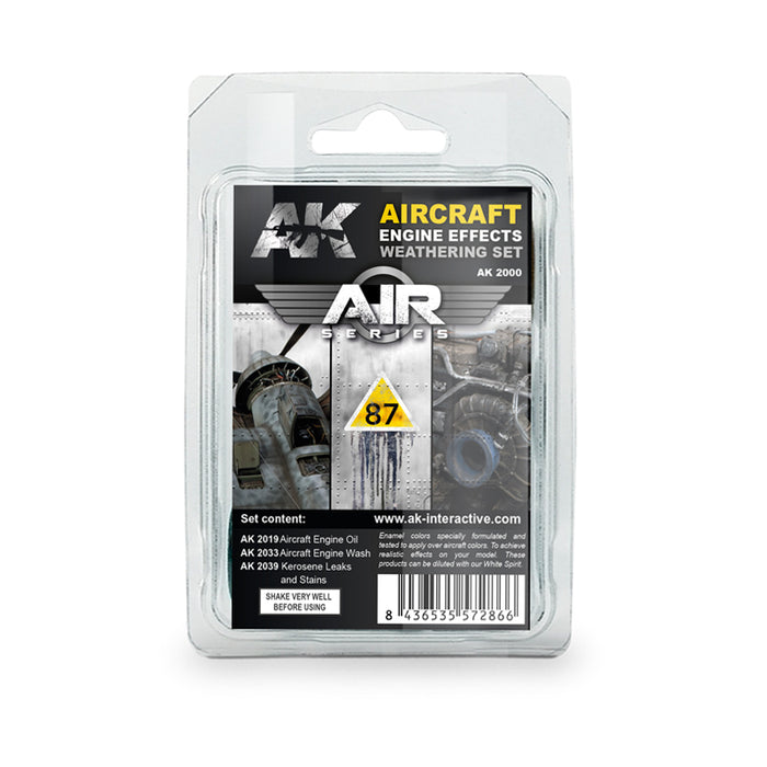 AK Interactive 2000 Air Series: Aircraft Engine Effects Enamel Weathering Set (3 Colors)