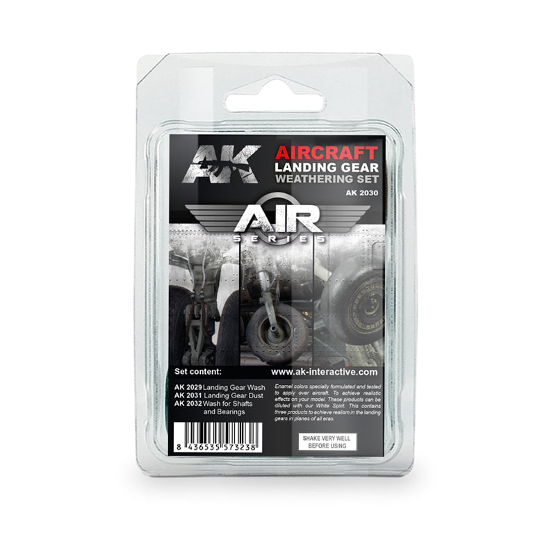 AK Interactive 2030 Air Series: Aircraft Landing Gear Enamel Weathering Set (3 Colors) 35ml Bottles