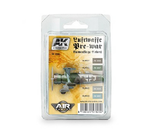 AK Interactive 2320 Air Series: Luftwaffe Pre-War Camouflage Acrylic Paint Set (4 Colors)