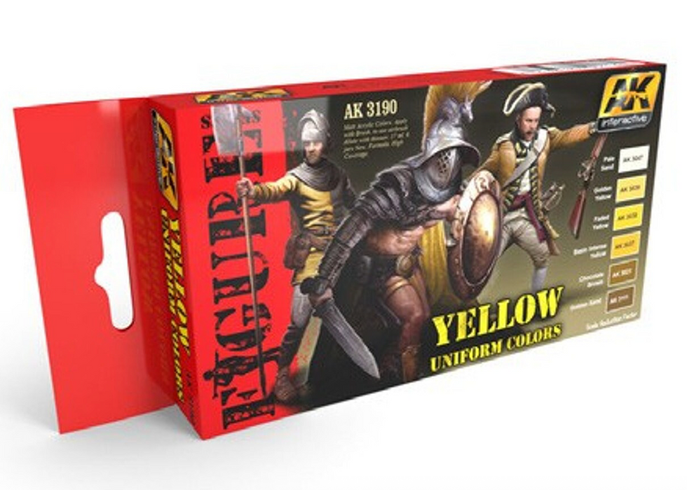 AK Interactive 3190 Figure Series: Yellow Uniform Colors Acrylic Paint Set (6 Colors) 17ml Bottles