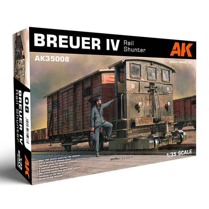 AK Interactive 35008 1/35 Breuer IV Rail Shunter Locomotive Model Kit with Track Section & Figure