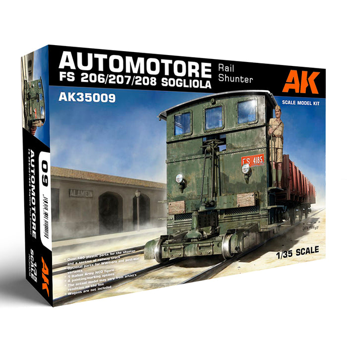 AK Interactive 35009 1/35 Automotore FS 206/207/208 Sogliola Rail Shunter Locomotive Model Kit with Track Section & Figure