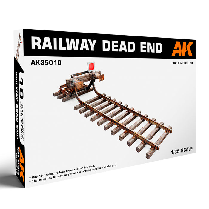 AK Interactive 35010 1/35 Railway Dead End 7.5" Long Track Section with Buffer Stop Model Kit