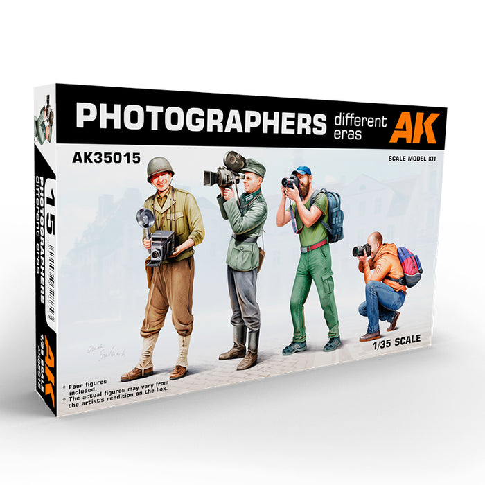 AK Interactive 35015 1/35 Photographers Different Eras (4 Pack) Model Kit