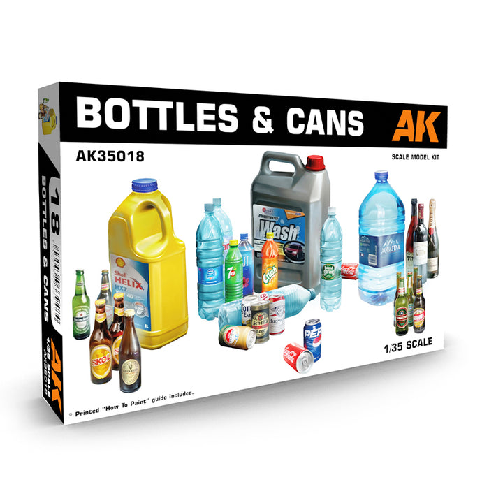 AK Interactive 35018 1/35 Bottles & Cans Various Sizes (60) Model Kit