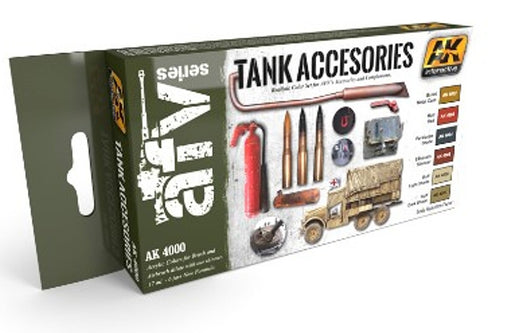 AK Interactive 4000 AFV Series: Tank Accessories Acrylic Paint Set (6 Colors) 17ml Bottles