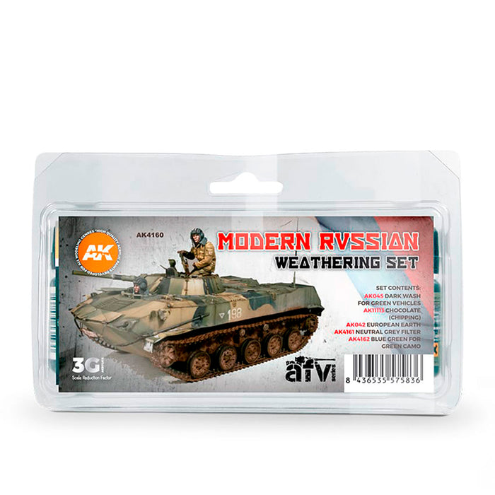 AK Interactive 4160 AFV Series: Modern Russian Weathering Set (5 Colors) 35ml/17 Bottles