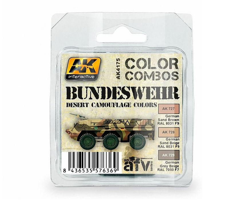 AK Interactive 4175 Color Combos: Bundeswehr Desert Camouflage Acrylic Paint Set (3 Colors)