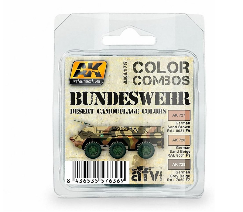 AK Interactive 4175 Color Combos: Bundeswehr Desert Camouflage Acrylic Paint Set (3 Colors)