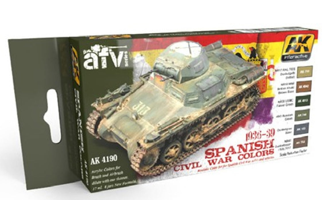 AK Interactive 4190 AFV Series: Spanish Civil War Colors 1936-1939 Acrylic Paint Set (6 Colors) 17ml