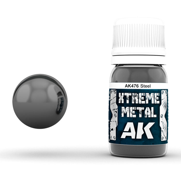 AK Interactive 476 Xtreme Metal Steel Metallic Paint 30ml Bottle