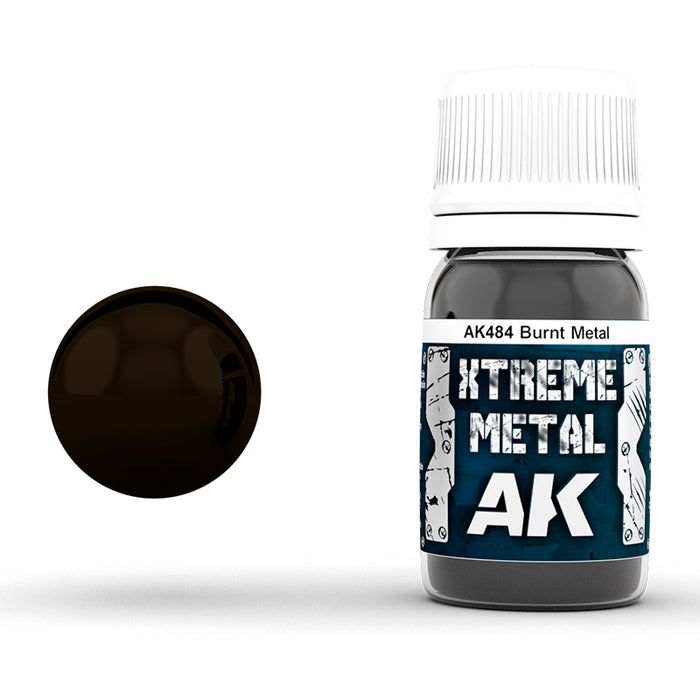 AK Interactive 484 Xtreme Metal Burnt Metal Metallic Paint 30ml Bottle