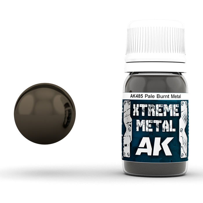 AK Interactive 485 Xtreme Metal Pale Burnt Metal Metallic Paint 30ml Bottle